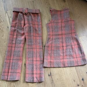 Vintage Plaid Pink and Orange Women's 2 Piece Suit